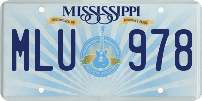 MS license plate MLU978
