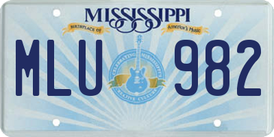 MS license plate MLU982