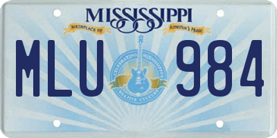 MS license plate MLU984