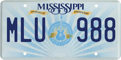 MS license plate MLU988