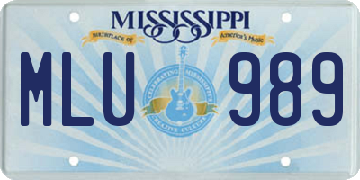 MS license plate MLU989