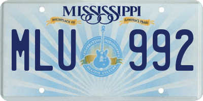 MS license plate MLU992