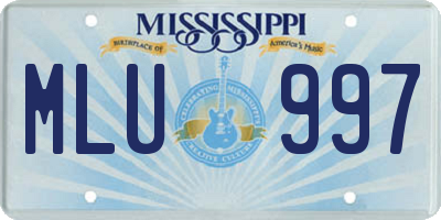 MS license plate MLU997