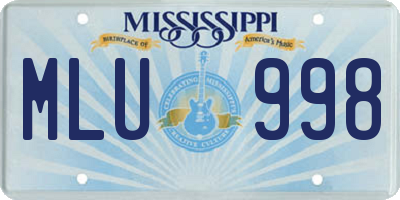 MS license plate MLU998