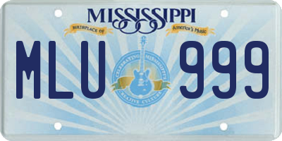 MS license plate MLU999