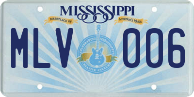 MS license plate MLV006