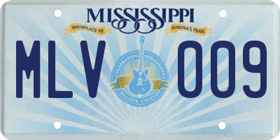 MS license plate MLV009