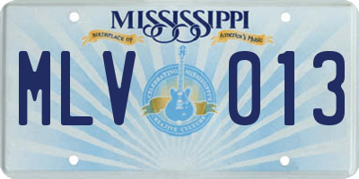 MS license plate MLV013