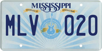 MS license plate MLV020
