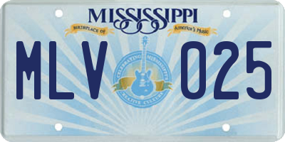 MS license plate MLV025