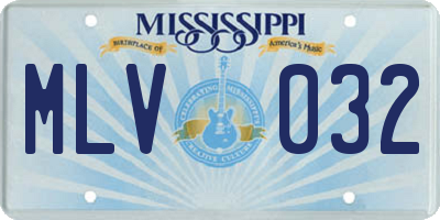 MS license plate MLV032