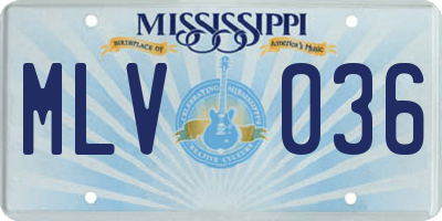 MS license plate MLV036