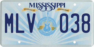 MS license plate MLV038