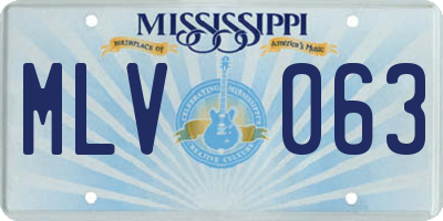 MS license plate MLV063