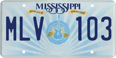 MS license plate MLV103