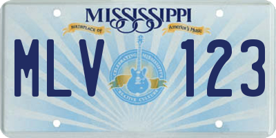 MS license plate MLV123