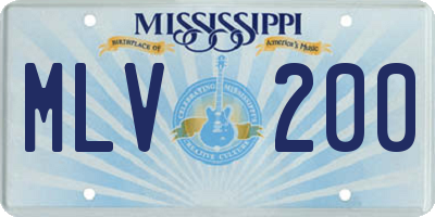 MS license plate MLV200