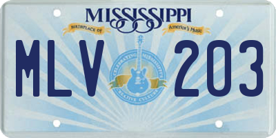 MS license plate MLV203