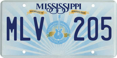 MS license plate MLV205