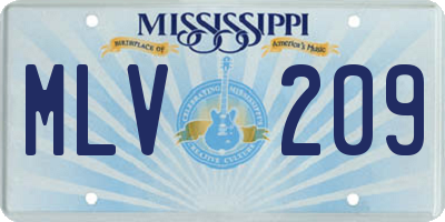 MS license plate MLV209