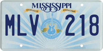 MS license plate MLV218