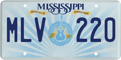 MS license plate MLV220