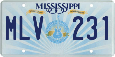 MS license plate MLV231