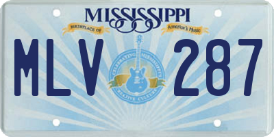 MS license plate MLV287