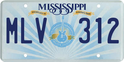 MS license plate MLV312