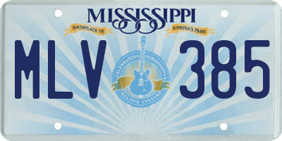 MS license plate MLV385
