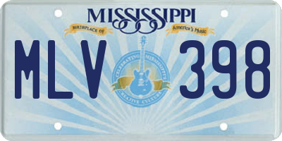 MS license plate MLV398
