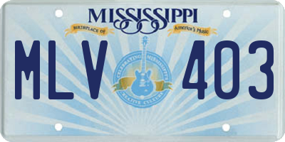 MS license plate MLV403