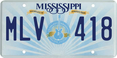 MS license plate MLV418
