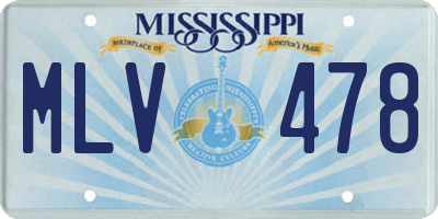 MS license plate MLV478