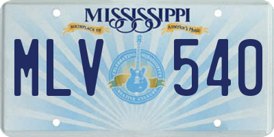 MS license plate MLV540