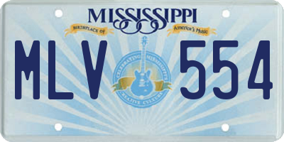 MS license plate MLV554