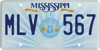 MS license plate MLV567