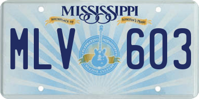 MS license plate MLV603
