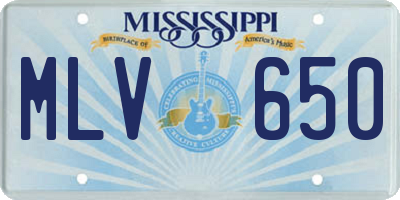 MS license plate MLV650