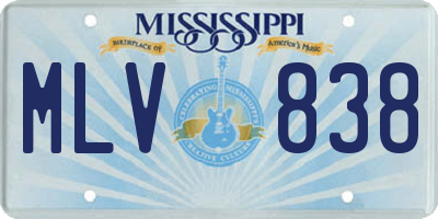 MS license plate MLV838