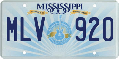 MS license plate MLV920