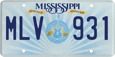 MS license plate MLV931