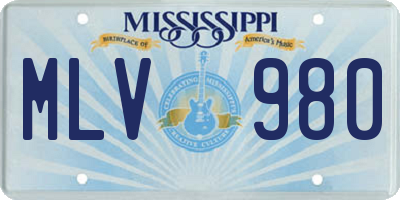 MS license plate MLV980