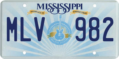 MS license plate MLV982