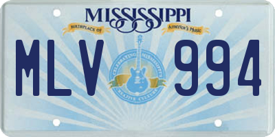 MS license plate MLV994