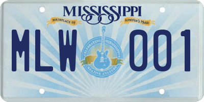 MS license plate MLW001