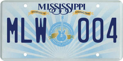 MS license plate MLW004
