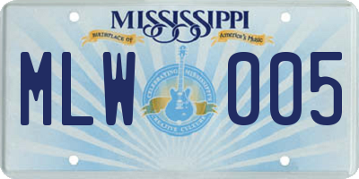 MS license plate MLW005
