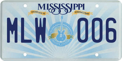MS license plate MLW006