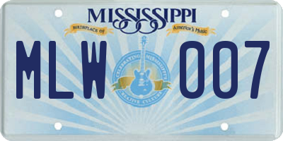 MS license plate MLW007